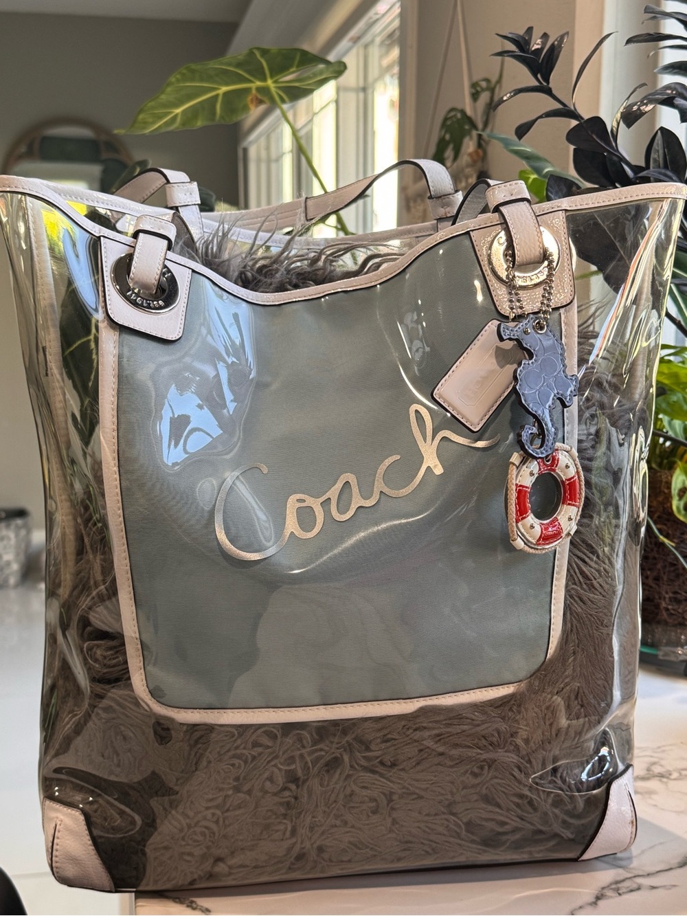 Coach Clear Limited Edition Beach Tote with Charms 🏝️